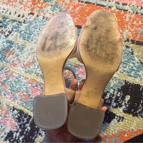 J. Crew Wide Strap Penny Sandals In Suede Frosted Taupe Size 7.5 - Picture 4 of 5